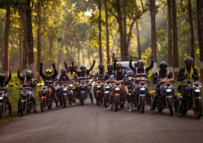 AOG group image during tour with TVS motorcycle